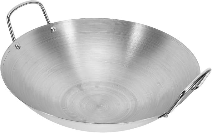 Wok redondo de acero inoxidable 28 cm para cocina miniatura 9