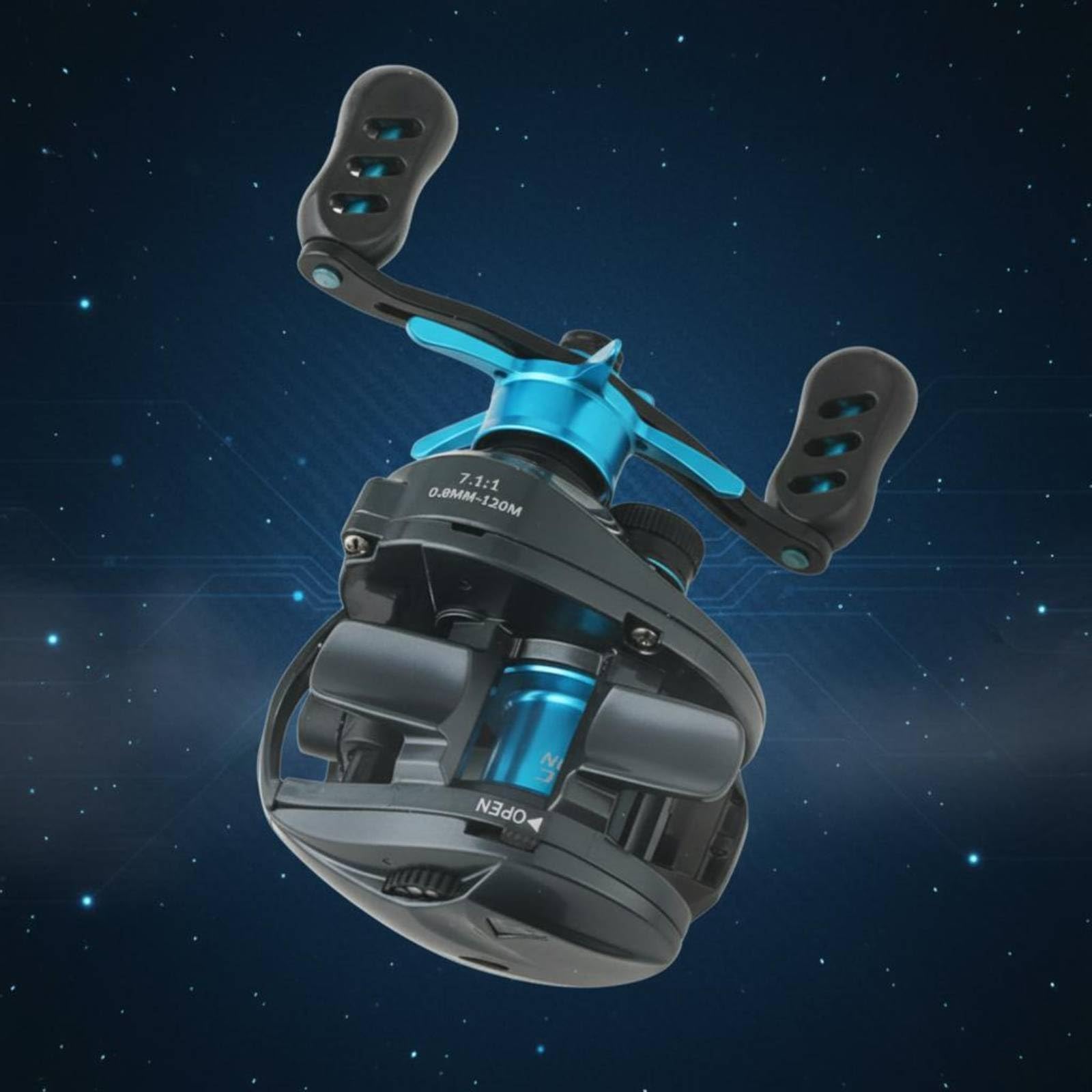 Carrete de Pesca Carrete Bobina Mango Freno con Control Lateral de Ajuste Forma Redondeada Estilizada Estructura Ligera y Estable Diseño Cómodo para