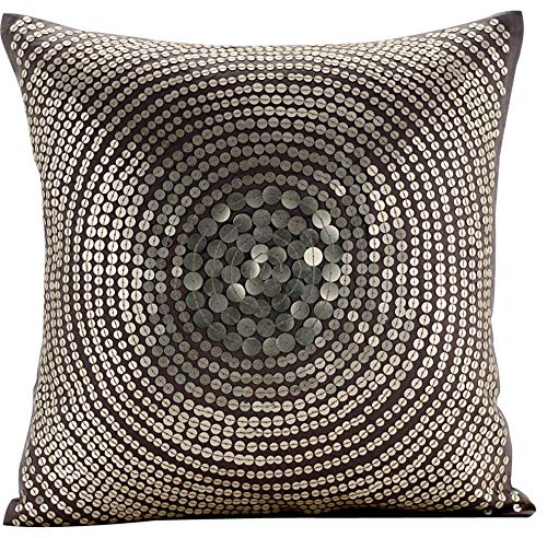 The HomeCentric Decorative Cushion Covers 30 x 30 cm Grey, Silk Throw Cushion Covers, Cushion Covers, Contemporary Cushion Covers - Silver Pop