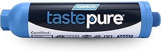 Camco Tastepure Camper/RV Water Filter - Inline Water Filter Reduces Bad Taste, Odor, Chlorine & Sediment - Ideal for RVs, Campers, Travel Trailers, Boats - Made in the USA - (40041)