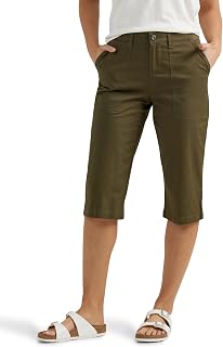 Lee Women's Ultra Lux Flex-to-Go Utility Skimmer Capri Pants - Relaxed Fit, Stretch Comfort, Mid-Rise Capris