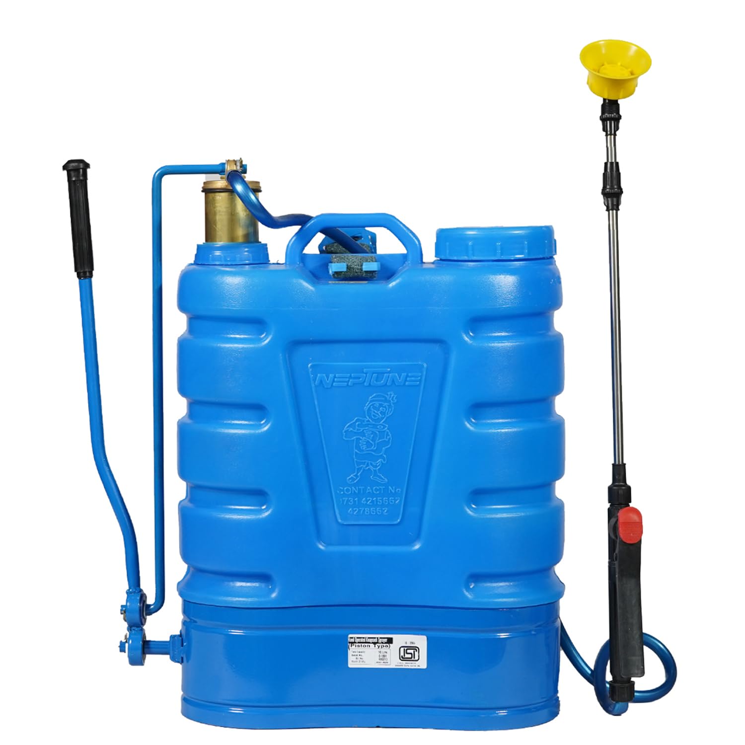 Neptune Simplify Farming Hariyali-12 Knapsack Hand Sprayer | 16L HDPE Tank | Brass Pressure Chamber | Telescopic Lance with 3 Nozzles | Double Ball Bearing System | Ideal for Agriculture & Gardening