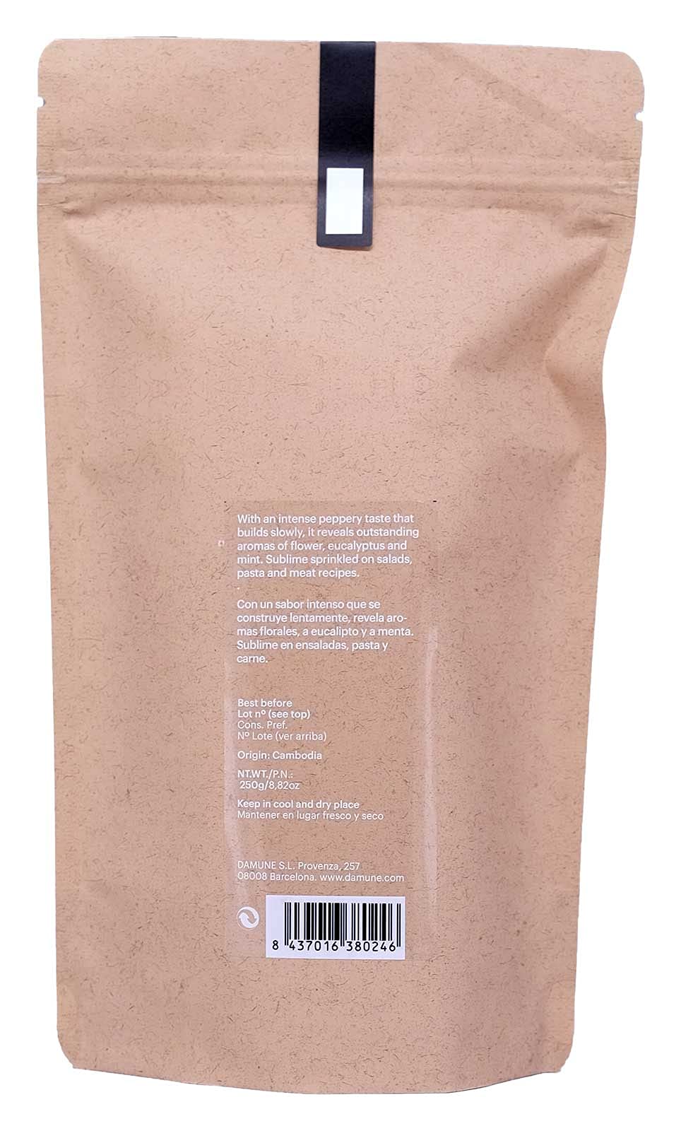 DAMUNE Poivre noir de Kampot grains entiers Premium - 250g - IGP