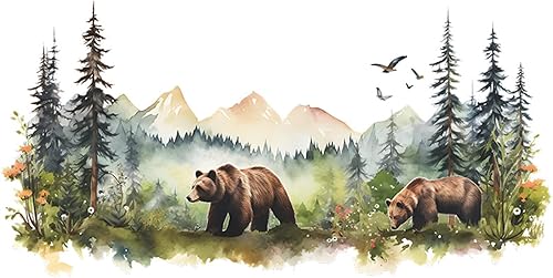 Miniatura 6 de Annande Calcomanías de pared de oso de montaña, decoración de bosque para guardería, papel tapiz para niños, guardería, sala de juegos, dormitorio,
