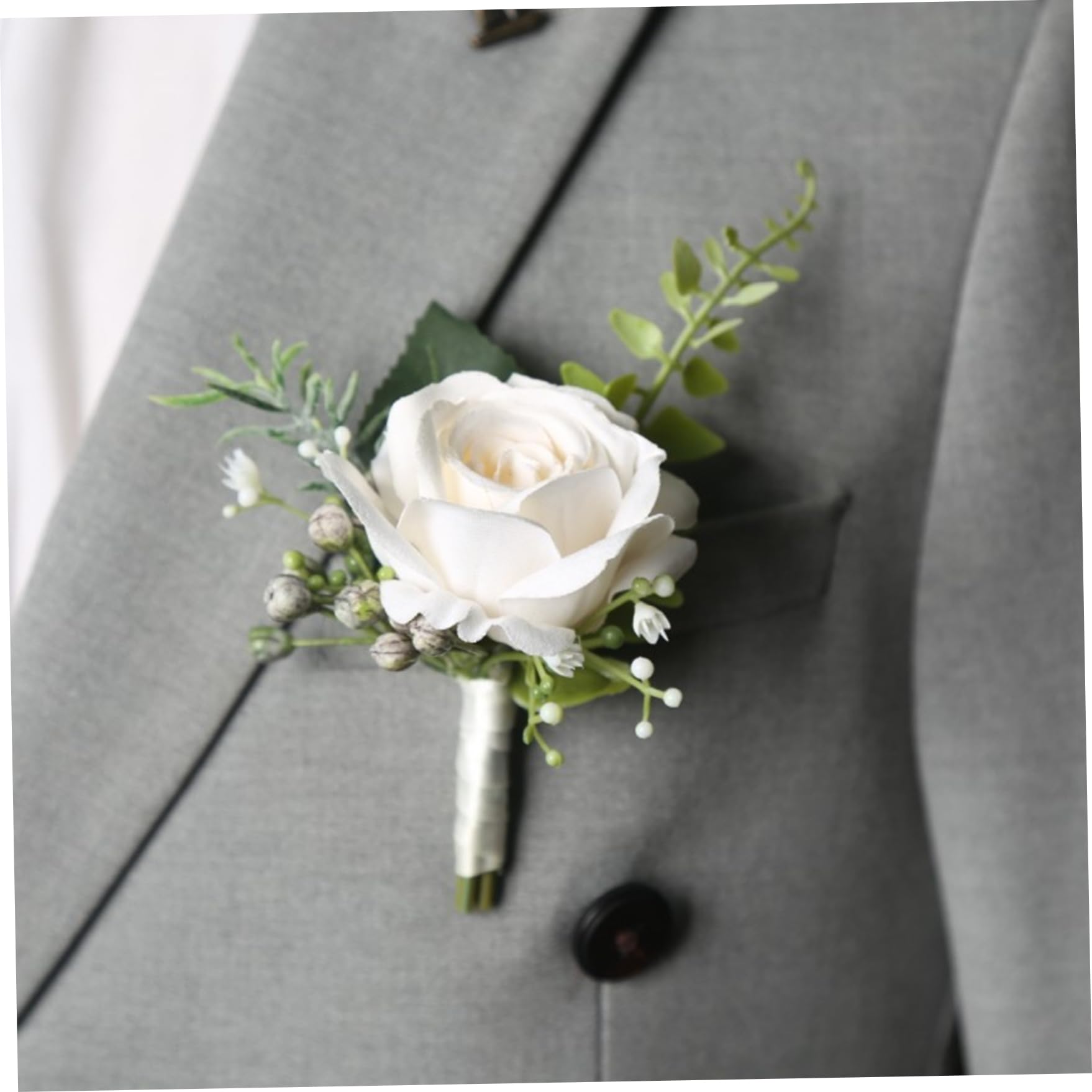 Bouquet Di Rose Bianche, Fiori Da Matrimonio, Bouquet Da Sposa, Bouquet Da Ballo, Bouquet Da Polso, Bouquet Di Rose, Fiori Di Seta Da Matrimonio, Braccialetto Di Strass. - Italia