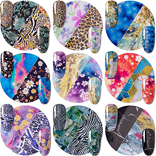 Duufin 400 Sheets Nail Foils Nail Art Foil Transfer Stickers Laser Flower Nail Foil Transfer Starry Sky Stars Flower Nail Transfer Decals For Nail Art #TOP3