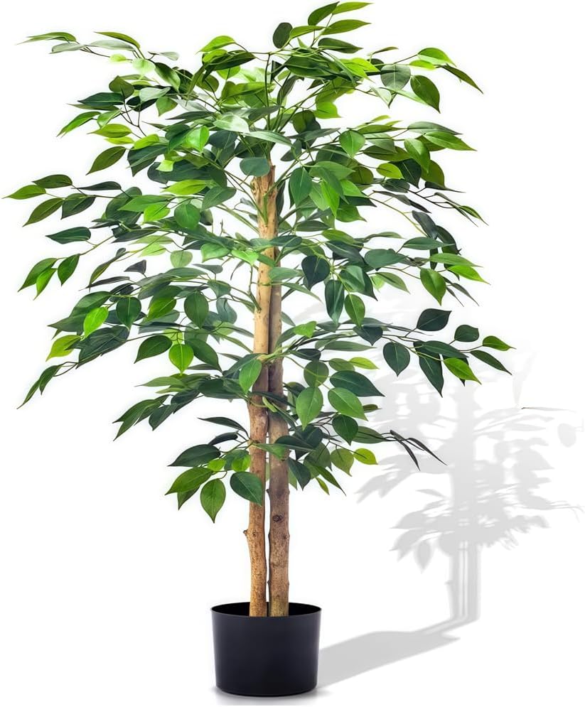 Faux Plants Artificial Ficus Trees Eucalyptus Trees with Silk Leaves Fake Moss and Sturdy Nursery Pot, Fake Plants for Office Home Decor (1)
