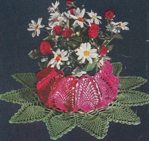 Vintage Crochet PATTERN to make - Pineapple Doily Flower Pot Cover. NOT a finished item. This is a pattern and/or instructions to make the item only.