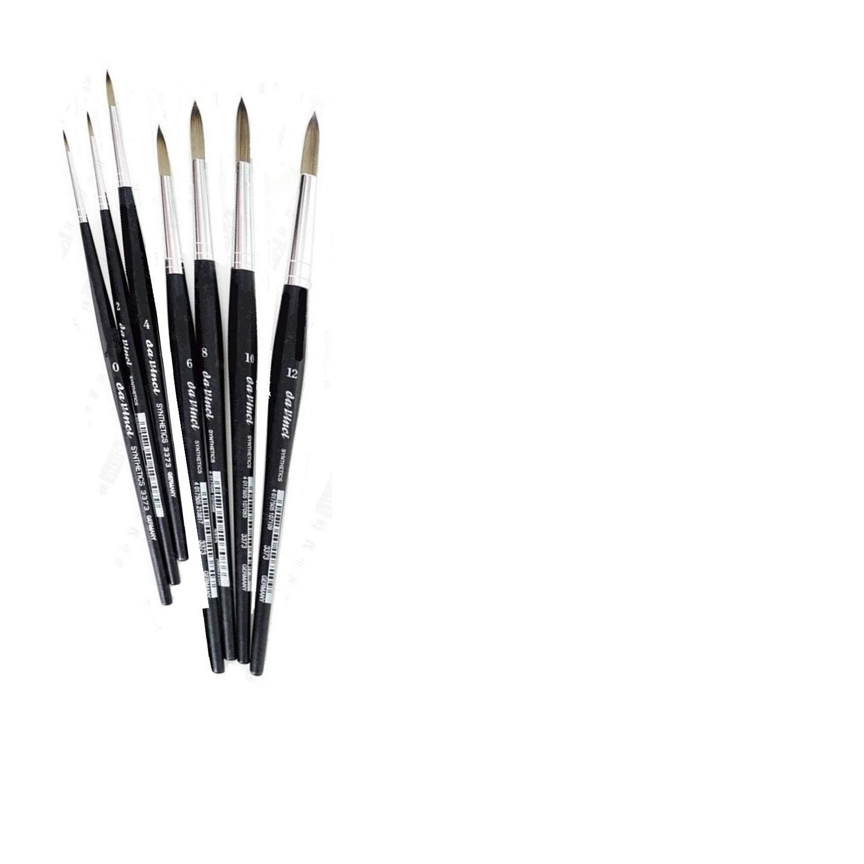 Da Vinci Serie 373 (3373) Set 7 Pinsel Rund Synthetik Grau 0,2,4,6,8,10,12 für Ölgemälde Acryl Gouache und Aquarell