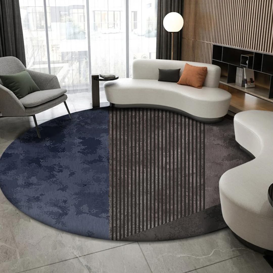 Tapis rond épais et doux 100 cm lavable pour chambre à coucher
