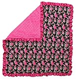 Dear Baby Gear Floral Deluxe Baby Blanket - Reversible, Milestone & Newborn Gifts for Girls and Boys - Vintage Floral Hot Pink on Black, 32 x 32 Inches