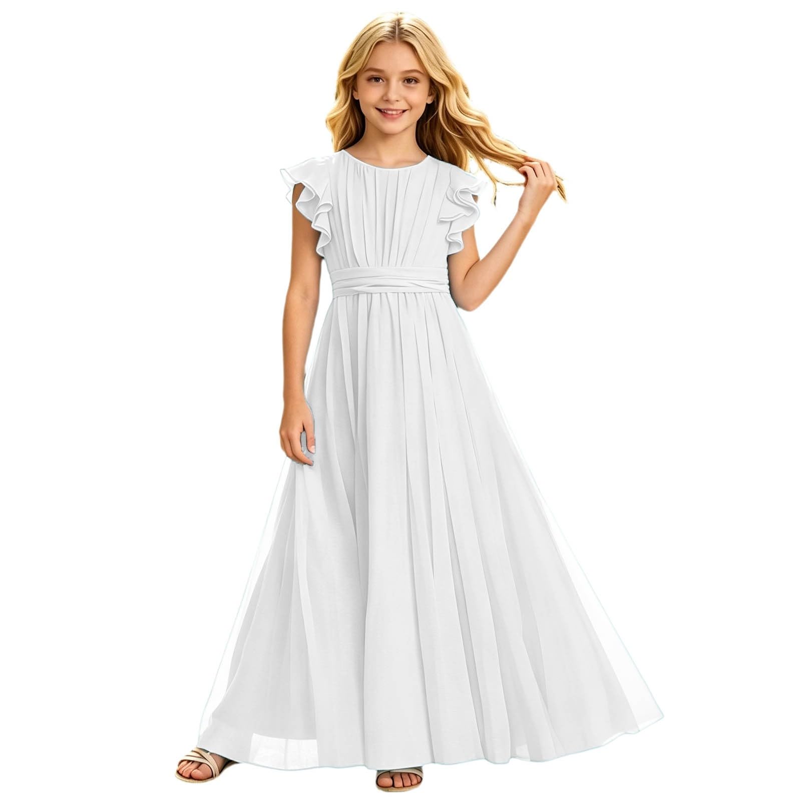 Generisch Vestido de gasa para niña, vestido de fiesta de verano, suave, fluido, vestido de noche formal