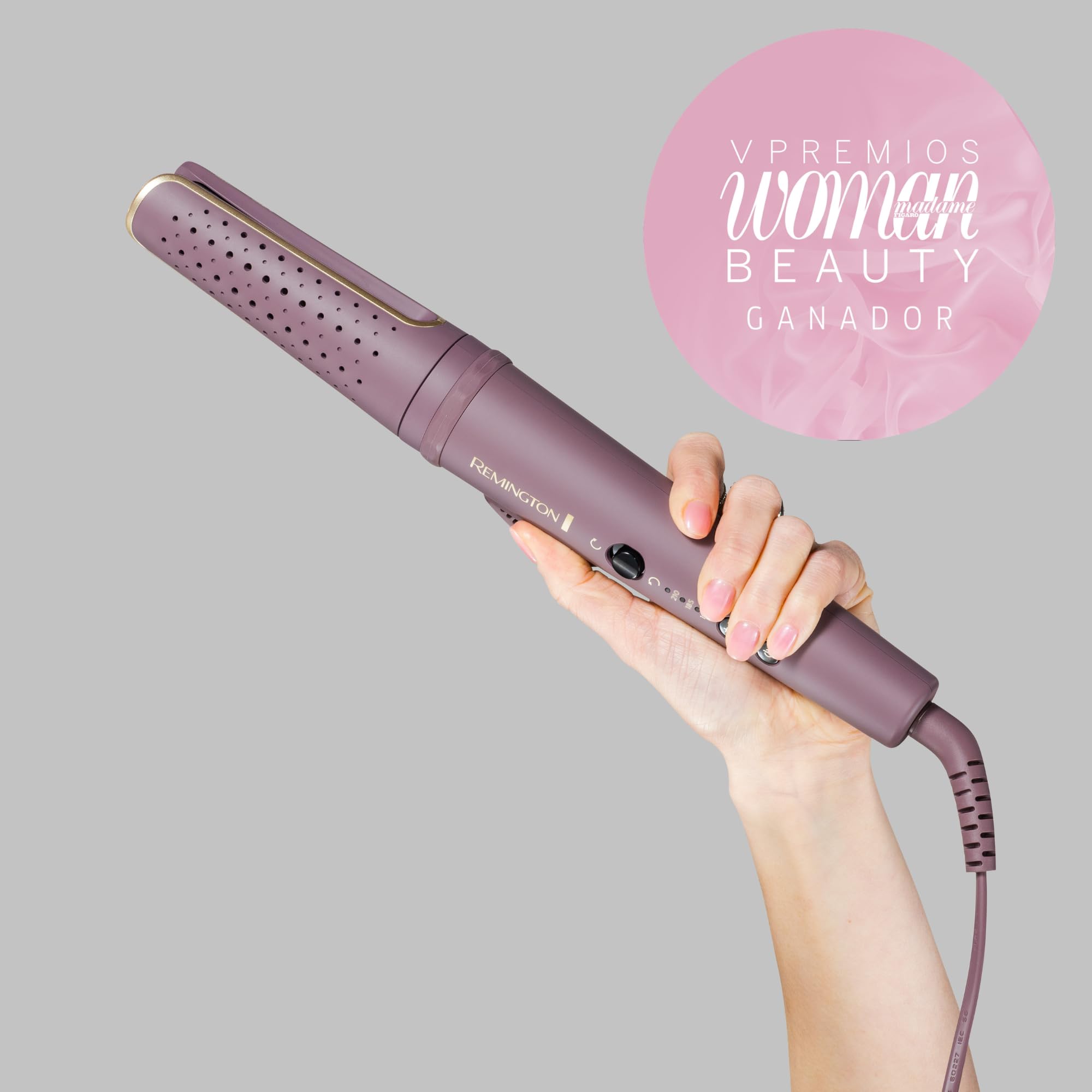 Remington rizador giratorio AIRvive con Aire Ionizado, Tecnología de Ionic Air para unos rizos duraderos (revestimiento de cerámica ultrasuave con microacondicionadores, digital, 160 a 210 °C) CI8930