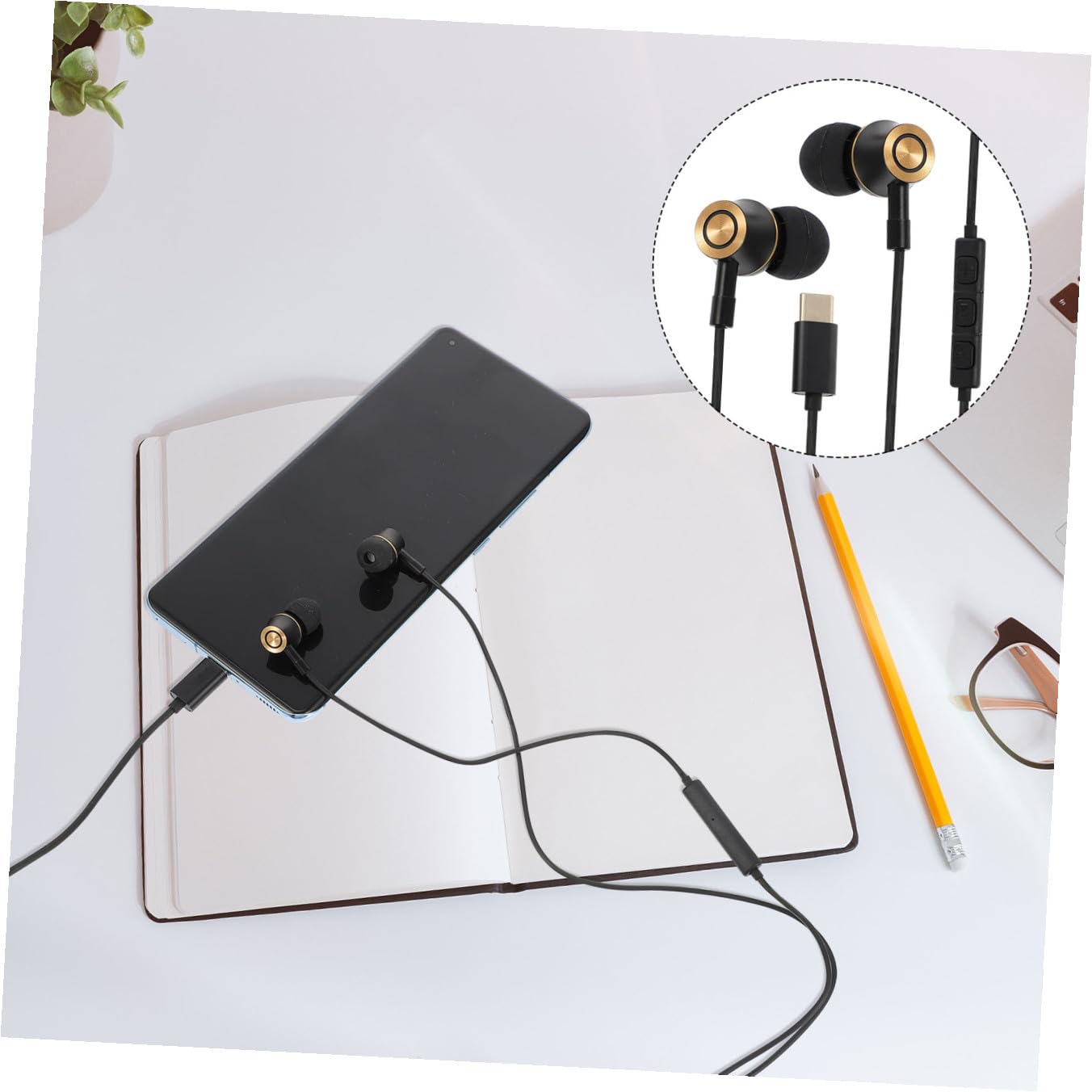 jojofuny 4piezas Auriculares USB-c In-Ear Control Ergonómico y Cancelación De Diseño Especial para Prolongado Compatible Dispositivos