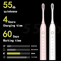 Vista 4 de Paquete de 2 cepillos de dientes eléctricos con 8 cabezales de cepillo, 6 modos de 42000 vpm, IPX7 impermeable, cepillo de dientes eléctrico sónico