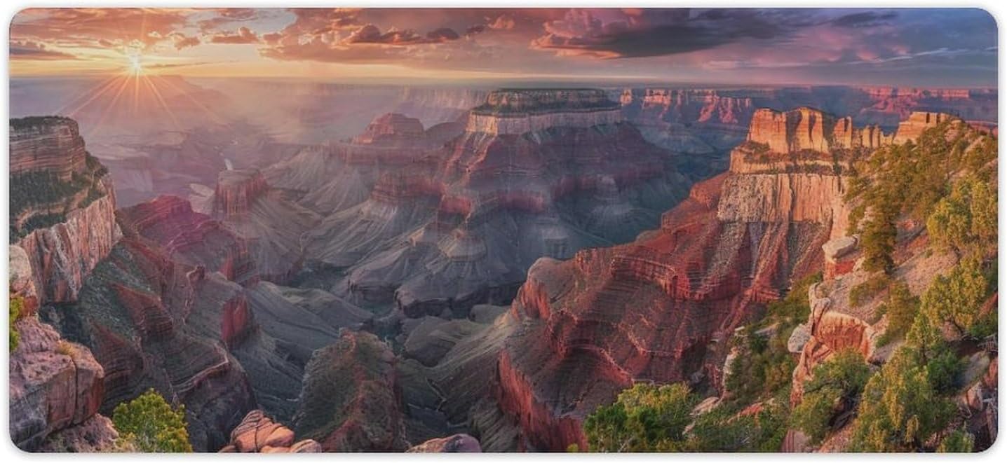 FoRes American Grand Canyon Large Mouse Pads Gaming Non-Slip Rubber Base Desk Mat Laptop Computer Accessories Supplies Writing Pad for Office Home 40x90cm