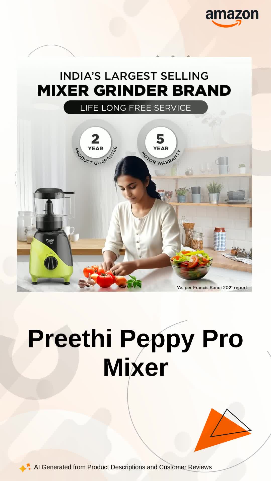 Buy Preethi Peppy Pro Mixer Grinder for Kitchen| 750 Watts Mixie,4