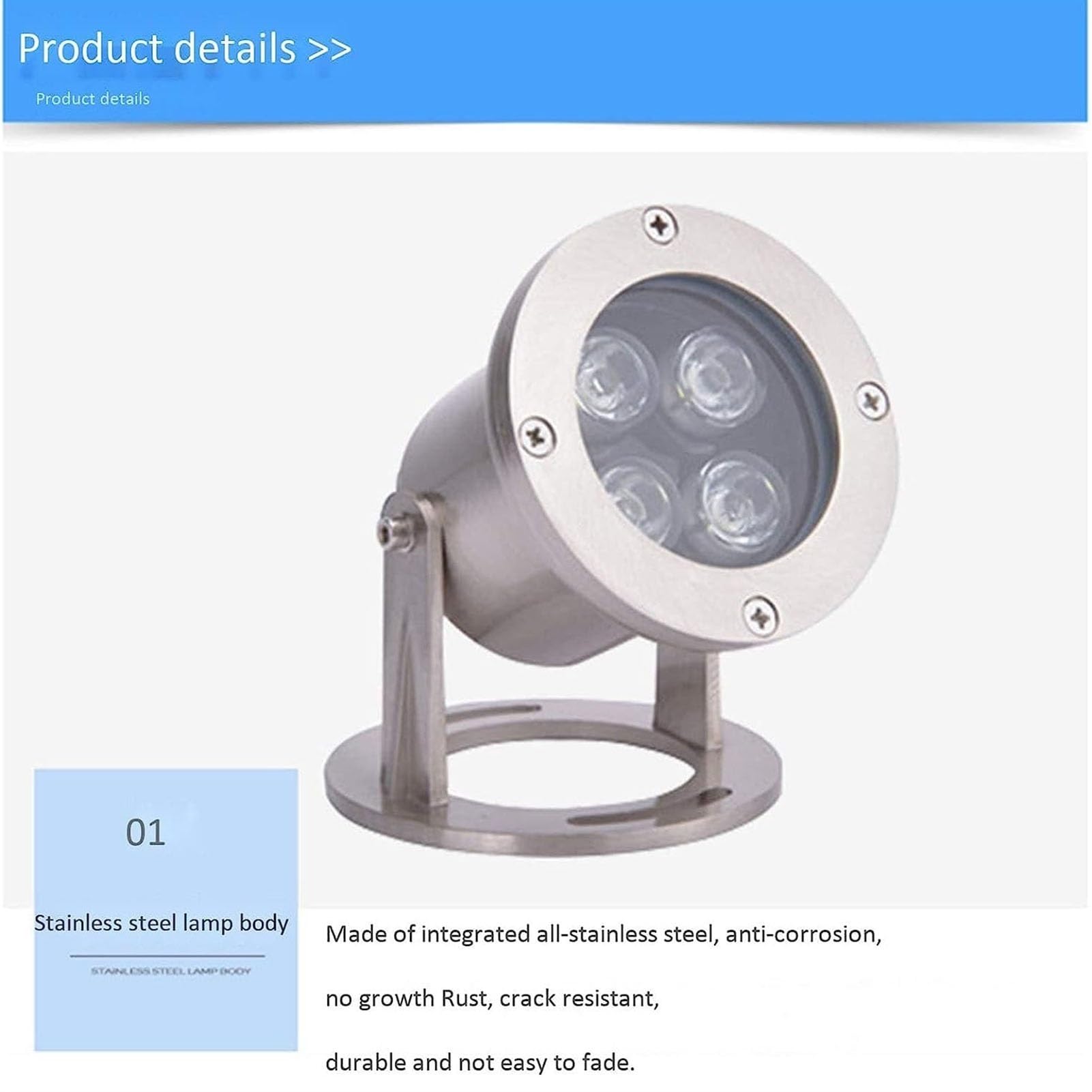 Faretto LED Impermeabile IP68 per Esterni, Luce LED Sommergibile per Fontane, Luci Subacquee per Laghetti in Acciaio Inossidabile A Bassa Tensione 12V/24V, per Cascate(Yellow,3W(24V))