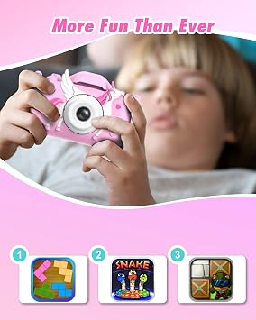 Slothcloud Çocuk Selfie Kamera, 6-12 Yaş arası Erkekler İçin Doğum Günü Hediyeleri, Yeni yürümeye başlayan çocuklar için HD Dijital Video Kameralar, Oyuncak 3 4 5 6 7 9 Yaşındaki Gençler için 32GB SD Kart ile