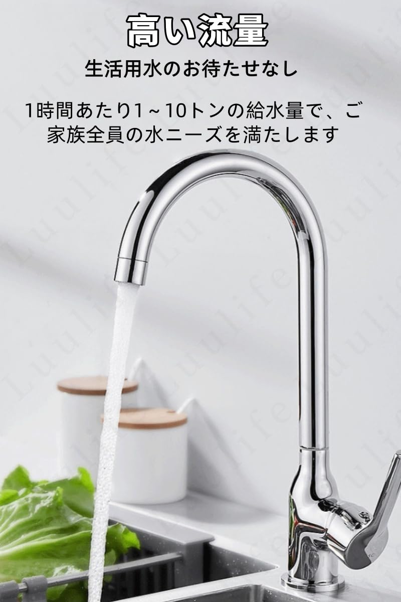 Luulife井戸水浄水器逆浸透水ろ過システム 浄水フィルター过滤 304 ステンレス鋼 高流量 手洗い可能 電気不要 簡単設置 家