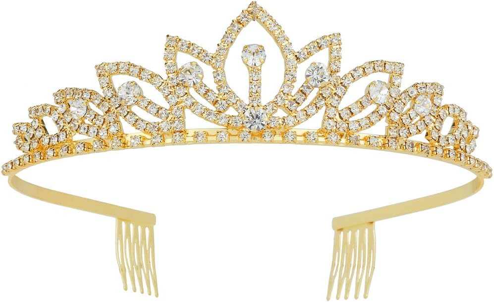 Wedding Tiara with Comb Bridal Shining Rhinestones Crystal Headband Pageant Princess Bridal Prom Decoration Party Wear Gold for Valentine's Day Mother's Day Christmas Gifts
