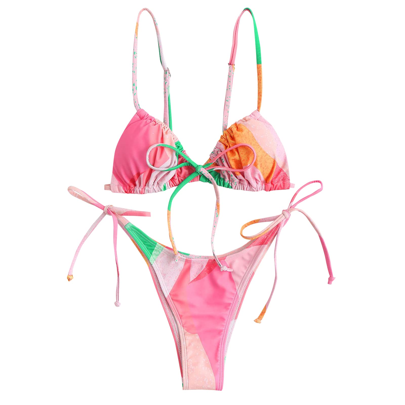 ZAFULWomens High Cut Thong Bikini Set Swimsuits Cami String Sexy Bathing Suit