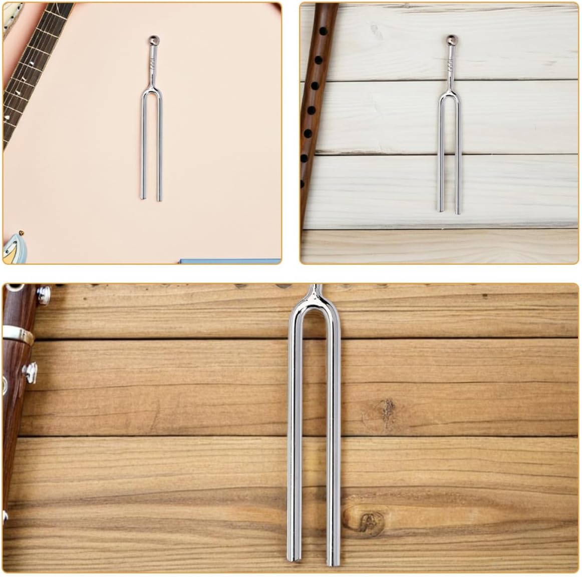 Mobestech 3pcs A 440hz Tuning Forks for Musical Instruments, Stainless Steel Universal Violin Piano Guitar Erhu Tone Tuners Music Tuning Accessories