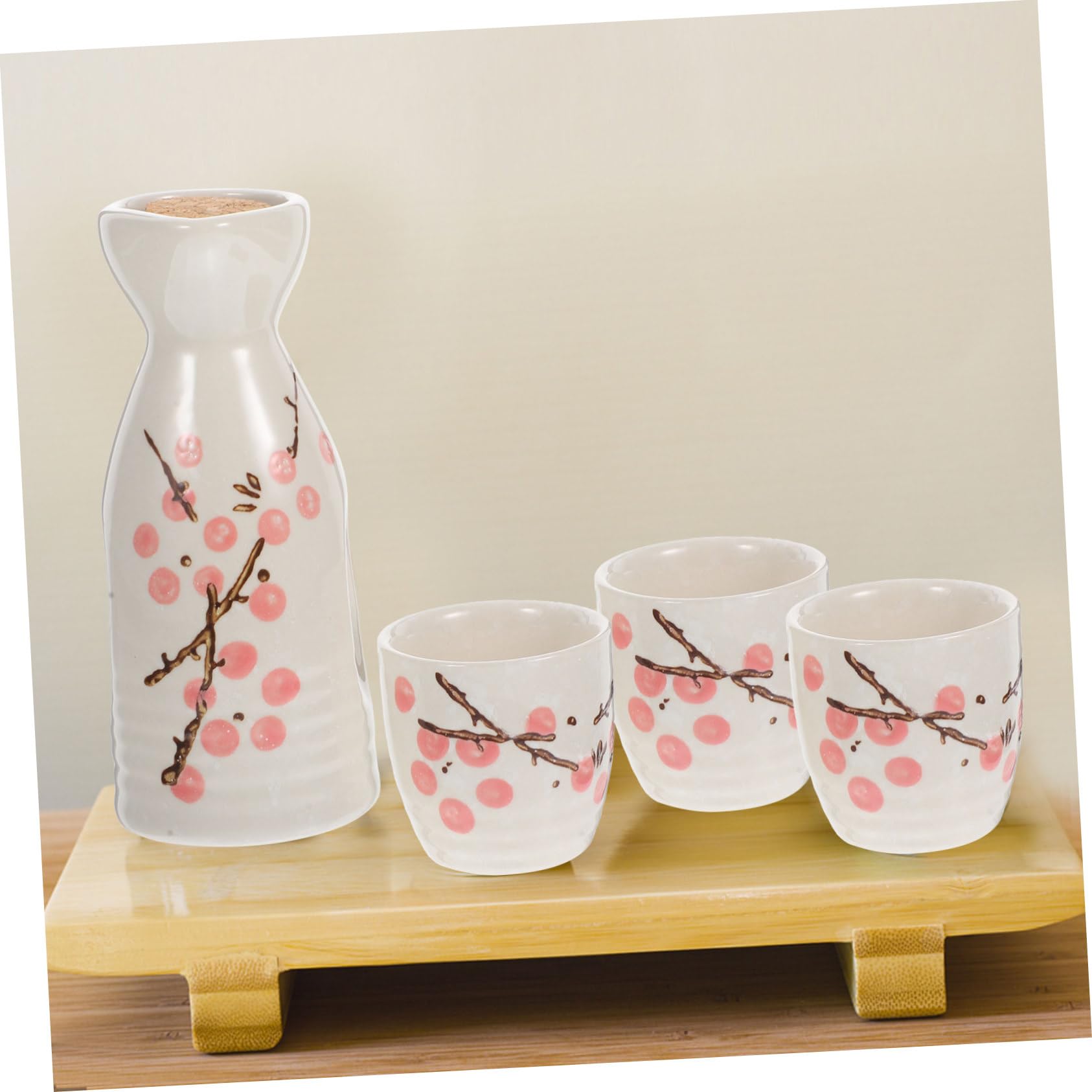 GALPADA Set di Sake Giapponese in Ceramica Rosso Brocca e Bicchieri Rotondi per Uso Domestico Superficie Liscia e Sensazione Confortevole per Occasioni Festive