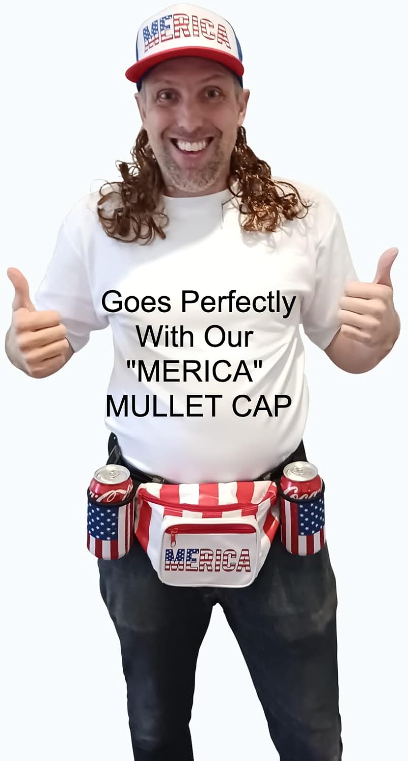 HandinHandCreations USA Merica Beverage Belt Fanny Pack Holster All American Classic Costume 4th of July