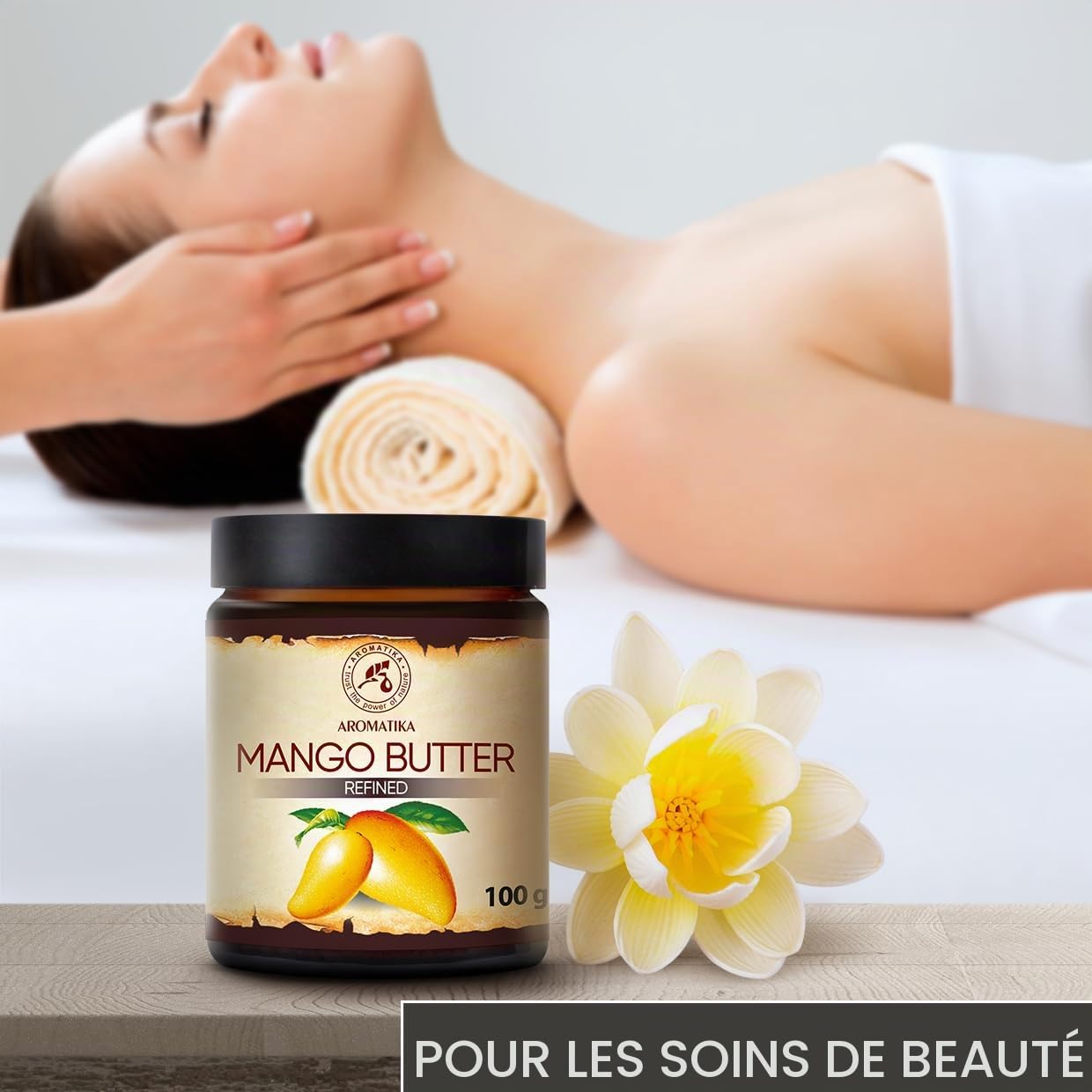 Beurre de Mangue 100g - Mangifera Indica - Indonésie - Pur - Huile Raffiné - Soin du Visage Intensif - Corps - Cheveux - Peau pour la Massage - Soin du Corps