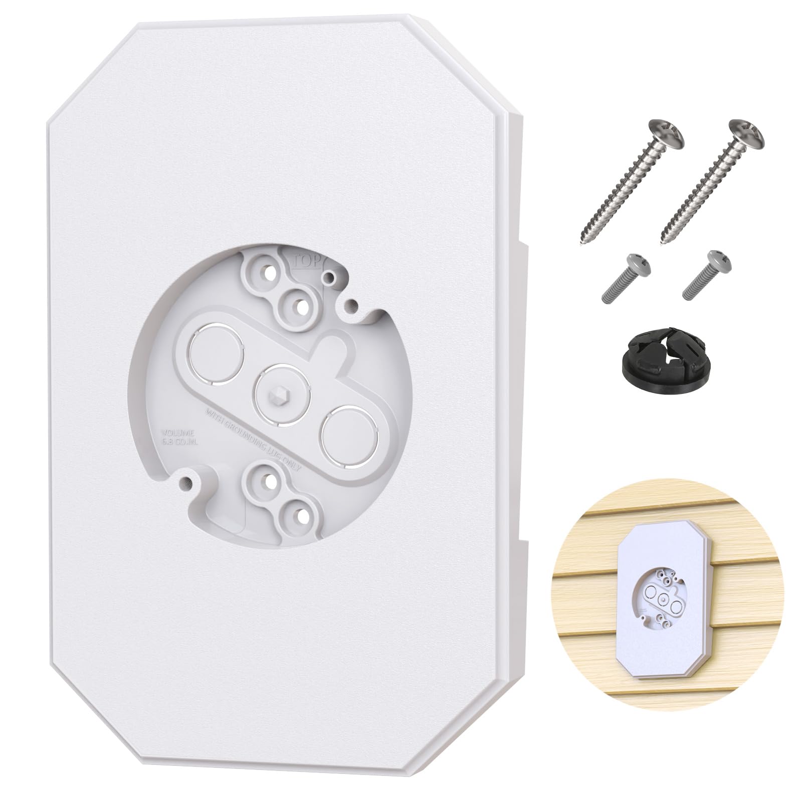 Siding Mounting Kit, 8141DBL Mounting Block, Outdoor Light Mounting Block with Built-in Electrical Box for 1/2 inch Lap Double and 4 inch Siding, White 1 Pack