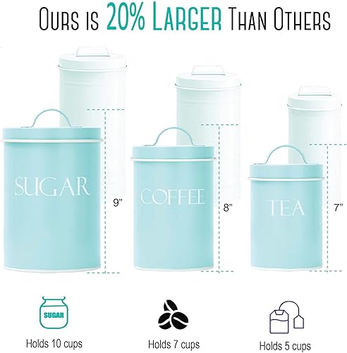 Miniatura 2 de OUTSHINE Juego de 3 recipientes de cocina para encimera, juegos de recipientes de granja para encimera de cocina, menta, recipiente de harina y