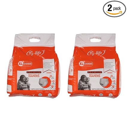 EZ-LIFE Unisex Premium Adult Pull Up Adult Diapers With Leak Guard, X-Large| (Size: 25-57 Inches)|(Pack of 2)