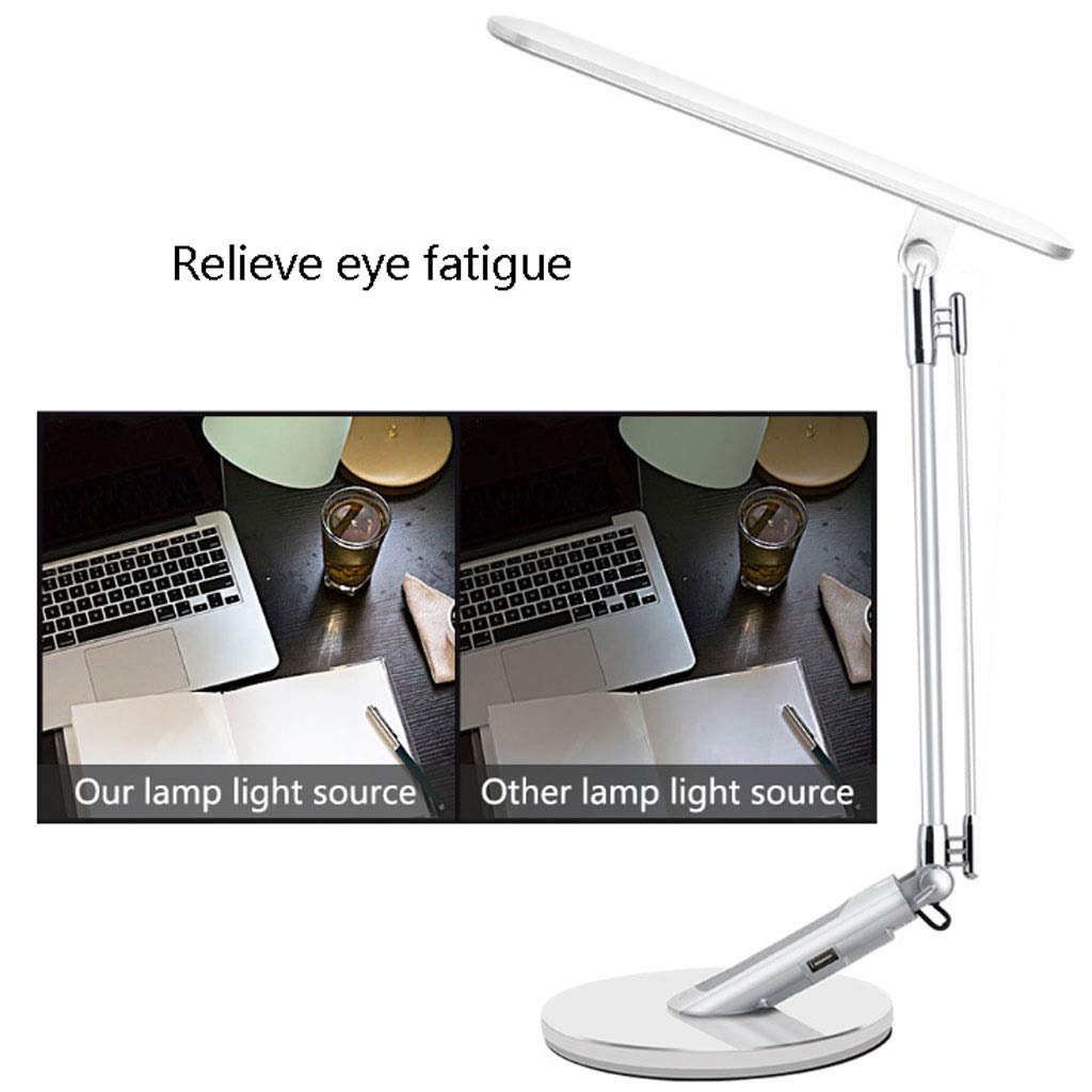 Lampka nocna USB metalowa LED lampa biurkowa sypialnia gabinet biurko lampka do czytania z ochroną oczu lampa stołowa czarna lampka nocna na biurko Lampa stołowa (kolor: Srebrny)