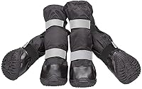BillionChains 4-Pack Waterproof Anti-Slip Dog Boots Reflective Paw Protectors for Snow Rain Hot Pavement Large Black