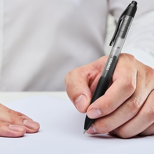 Miniatura 5 de STAPLES 2072167 Aura Gel - Bolígrafos retráctiles de 0.028in, negro, paquete de 12 (29195)