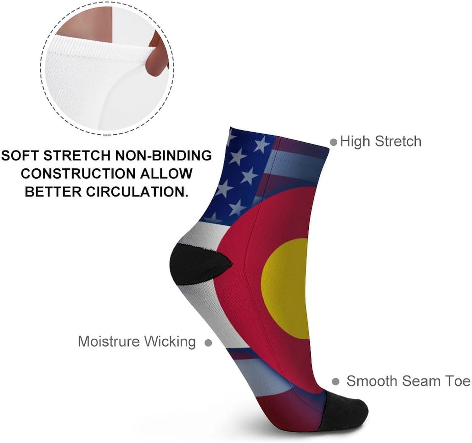 U.S.A Colorado State Flag Knee High Socks Athletic Long Stockings Sport Casual Crew Tube Sock Boot