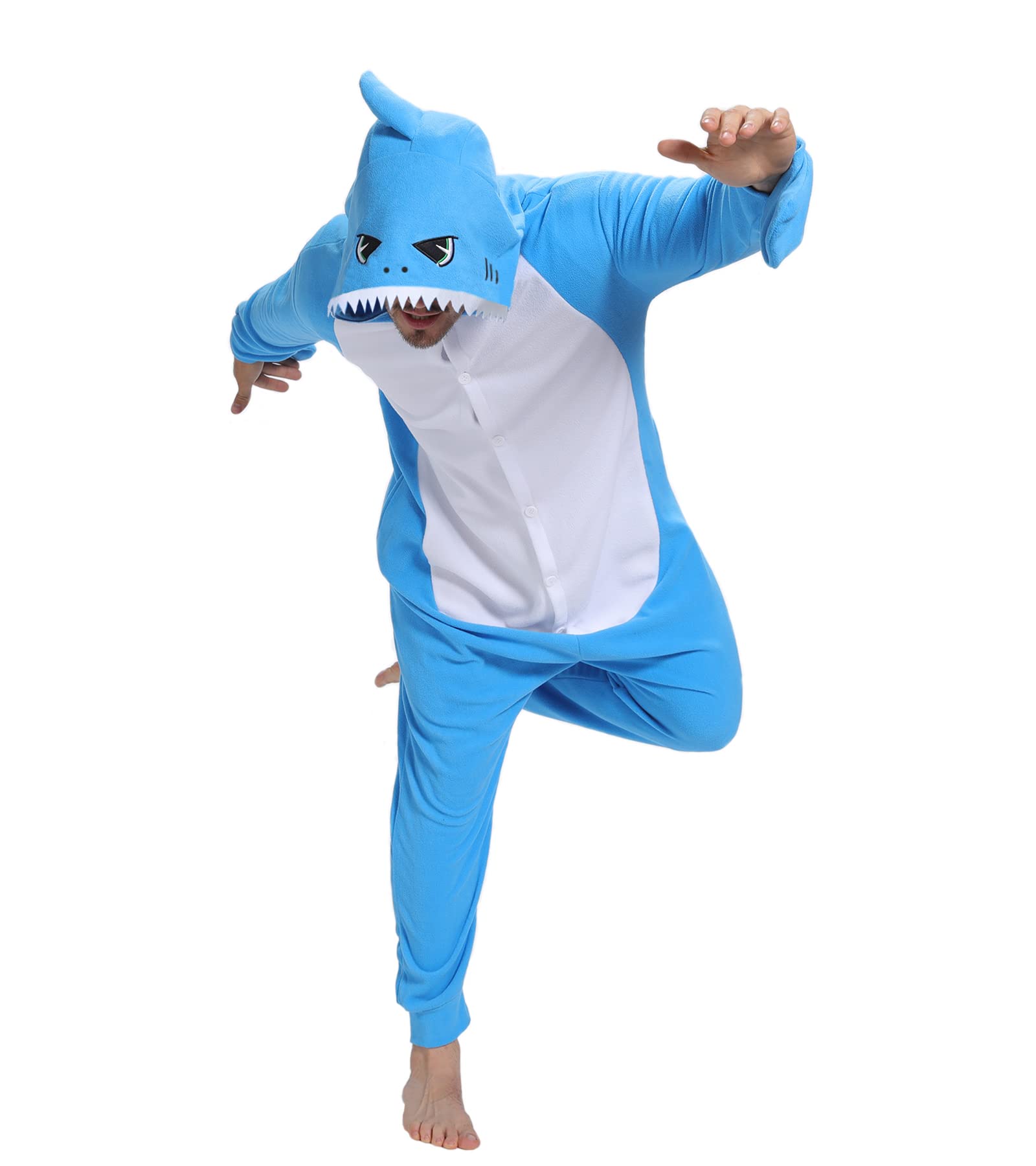 Guturris Pijama Tiburón Adulto Animal Onesie Cosplay Ropa de Dormir One Piece Traje Festival de Carnaval Halloween Disfraces Azul Oscuro
