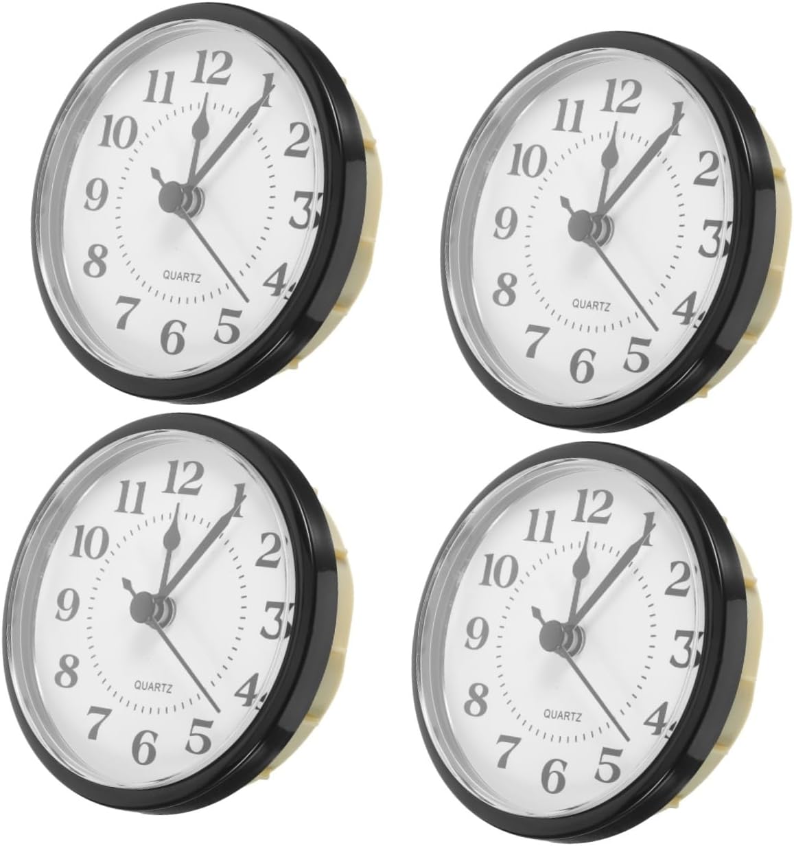 NUOBESTY 4pcs Quartz Clock Insert Arabic Numerals Clock Face for Crafts Vintage Design Mechanism Easy to Assemble
