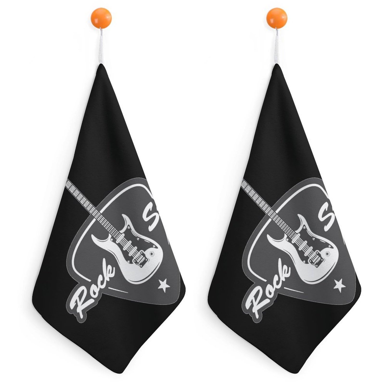 TXFBTRFSA Bass-Guitar Rocks-Music Hand Towels with Hanging Loop Kitchen Towel Handkerchiefs Cleaning Cloths