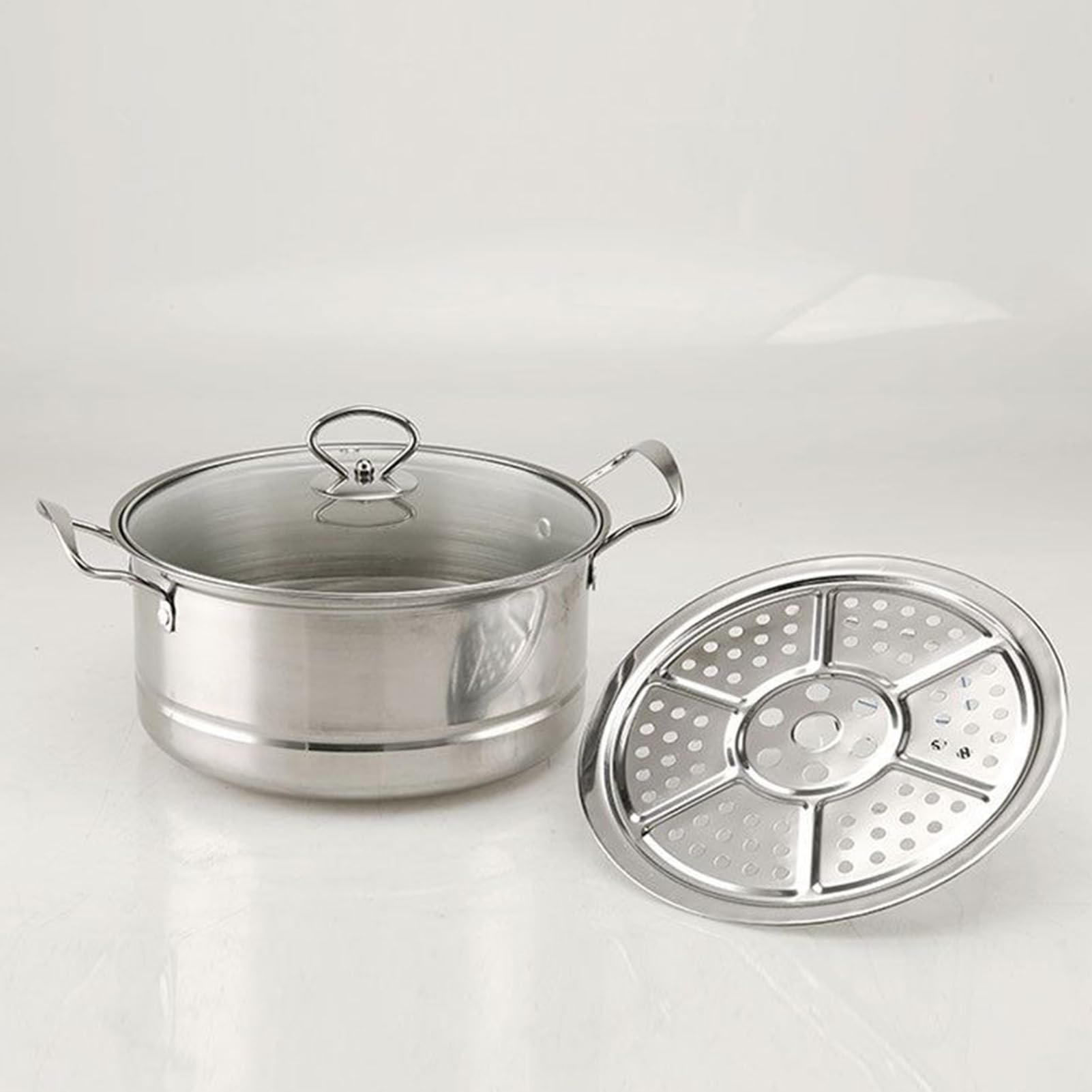 Casseruole con Coperchi Set Pentola Acciaio Inossidabile | Kit da Cucina Compatibile con Induzione Per Cottura a Vapore Stufati e Zuppe