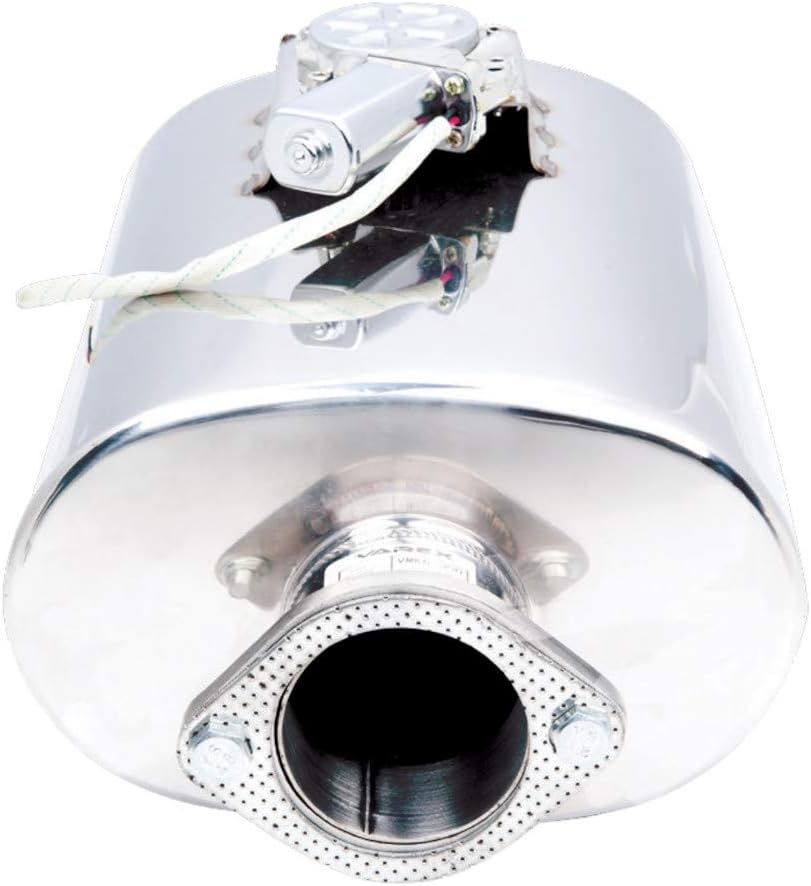 XFORCE VMK11-350 Universal Tunable VAREX Muffler, Oval Body 6" X 10", 15" Body Length, Center-In/Center-Out, 3.5" Flanged Inlet, 3.5" Single Wall Tip; Polished 304 Stainless Steel