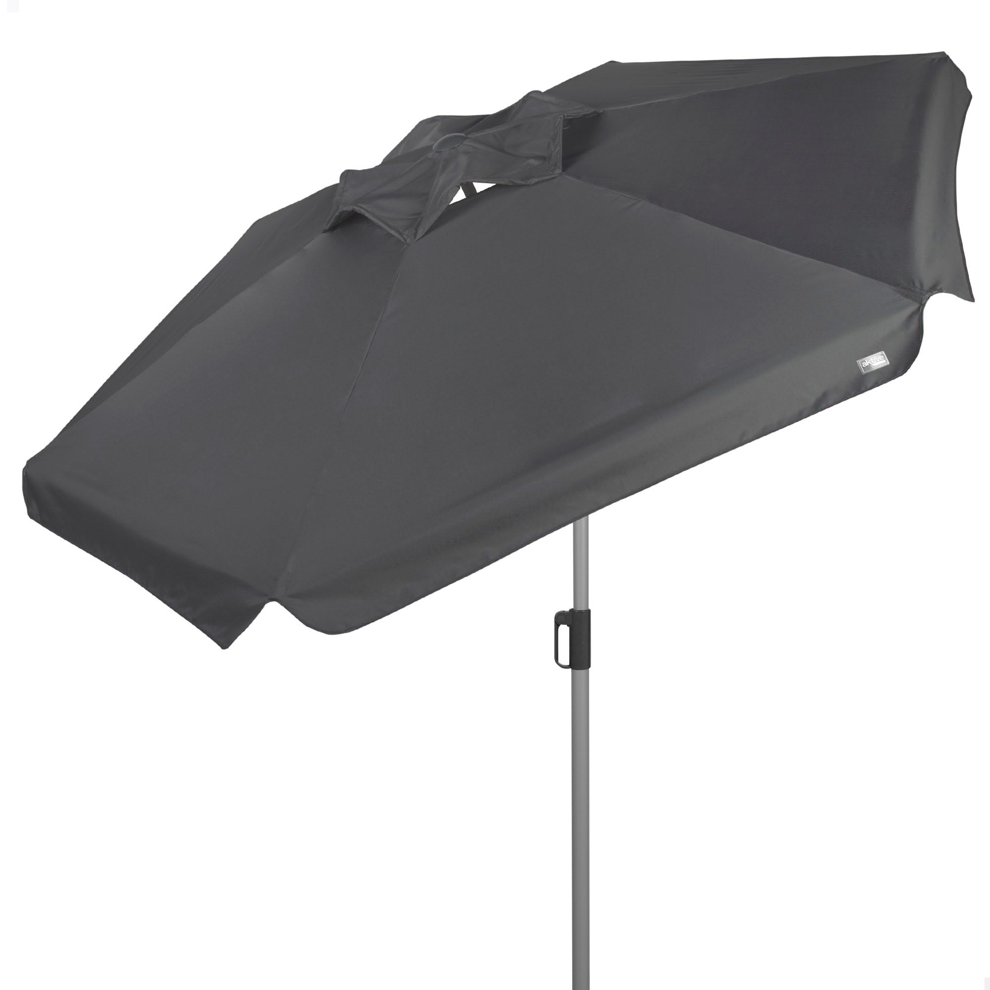 AKTIVE Sombrilla Grande hexagonal jardín, 220 cm, Color antracita, Protección UV50, Mástil acero, Tubo Ø28/32 mm, Chimenea, Inclinable y regulable en altura, Tejido poliéster (62339)
