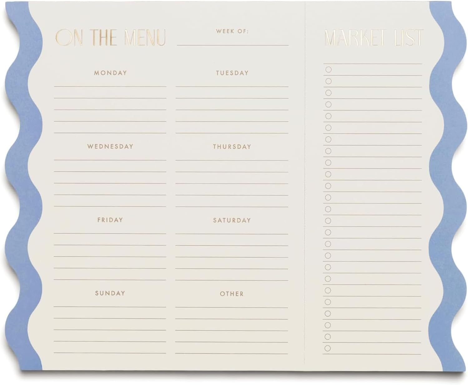 DesignWorks Ink Magnetic Weekly Meal Planner for Fridge – 60 Sheet Meal Planning Notepad with Removeable Grocery List & Double Magnets – Aesthetic Scallop Edge Menu Planner - Cloud & Cream