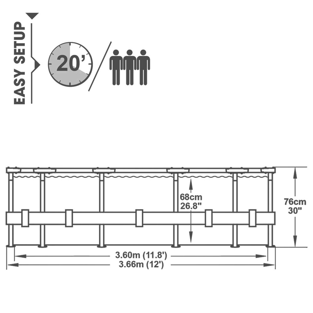 Bestway 56062 basen ze stelażem stalowym "Steel Pro" z pompą filtrującą NL 366 x 76 cm