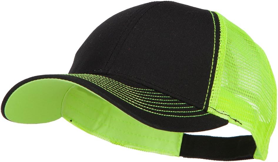 e4Hats.com Heavy Cotton Twill Trucker with Neon Mesh Cap