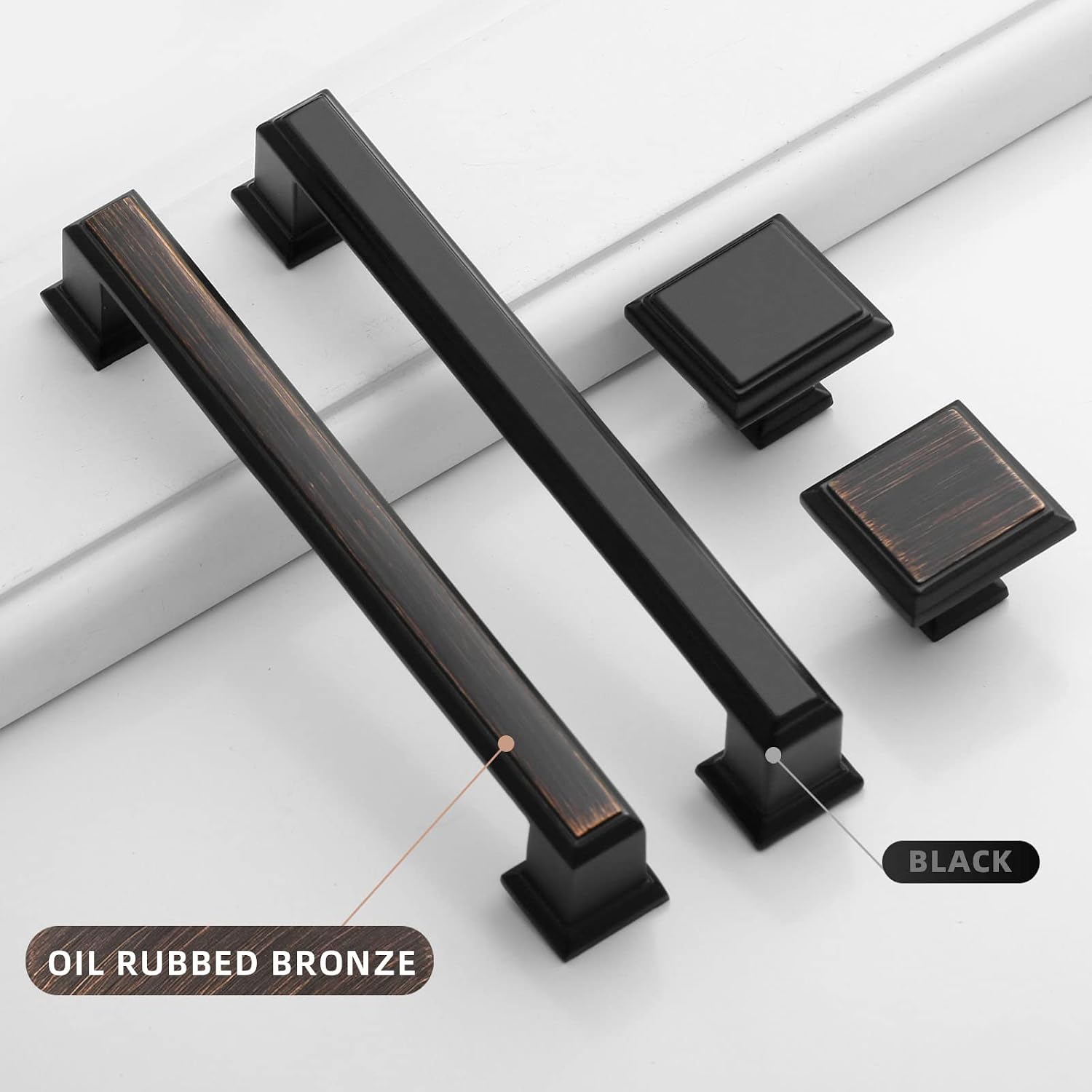 KONIGEEHRE 2 Pack Elegant Oil Rubbed Bronze 5-inch Hole Center Cabinet Handles Kitchen Drawer Closet Pulls Cabinet Door Bars with Mounting Screws, 110g Weight, Heavy Duty