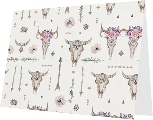 Miniatura 2 de NEZIH Ribal Bull Skull On White Print Tarjetas de agradecimiento Tarjetas de agradecimiento para todas las ocasiones, Navidad, cumpleaños,