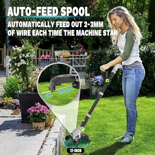 image for ALDIPRO Weed Wacker Cordless 21V 12'' Electric Weed Eater with Auto Li