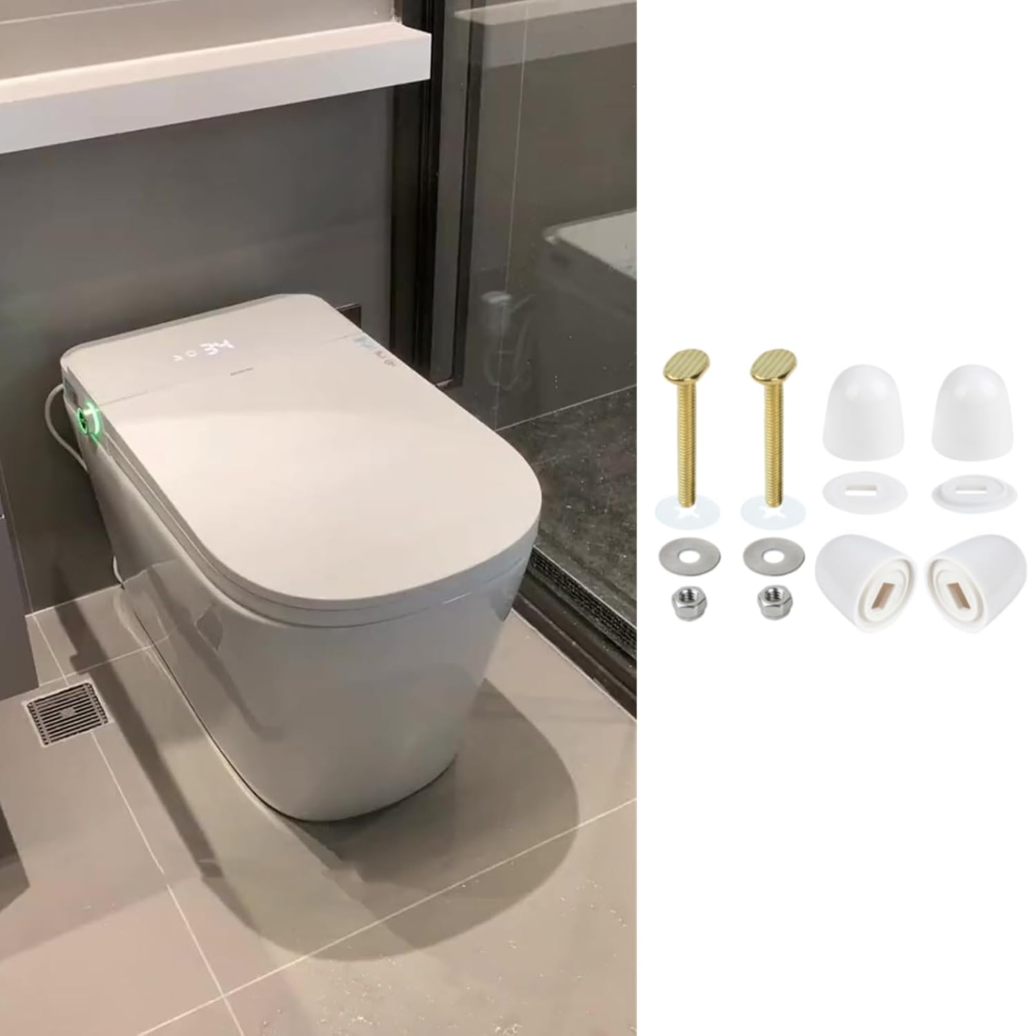 Toilet Floor Bolts Kit, Complete with Caps, Washers, and Decorative Cover Caps for Closet and Bathroom Installation